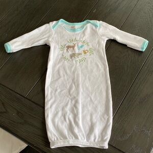 White and Blue Premie Woodland Theme Nightgown